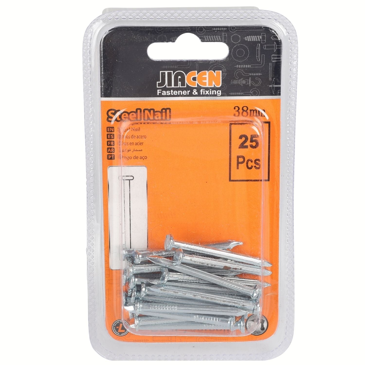 Clavos de cemento 38mm Punta Afilada Hierro resistente ideal para concreto Set 25 piezas.