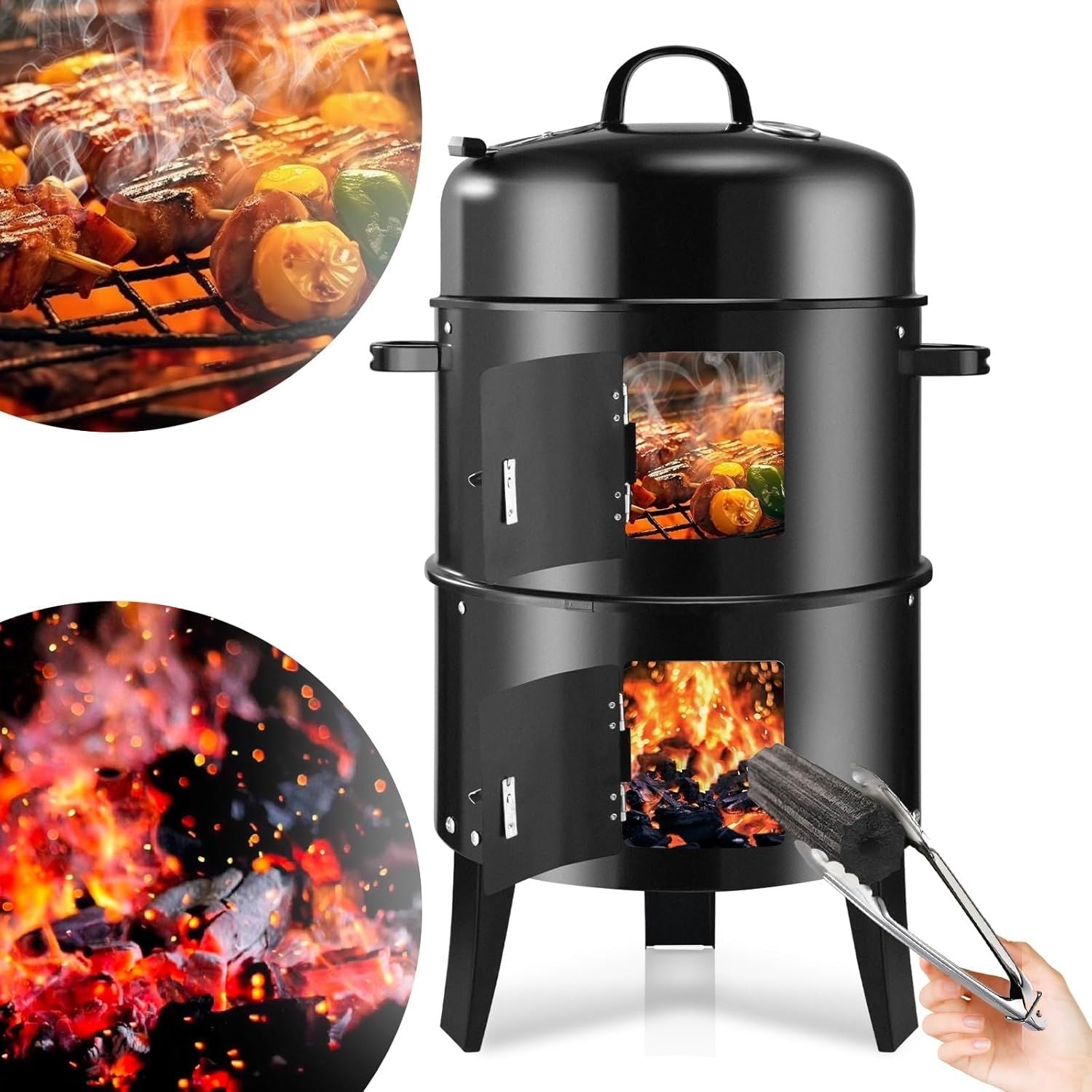 Parrilla BBQ Vertical 70x72cm. Ahumador Clásico de Hierro para BBQ y Asados. Asador de Carbón
