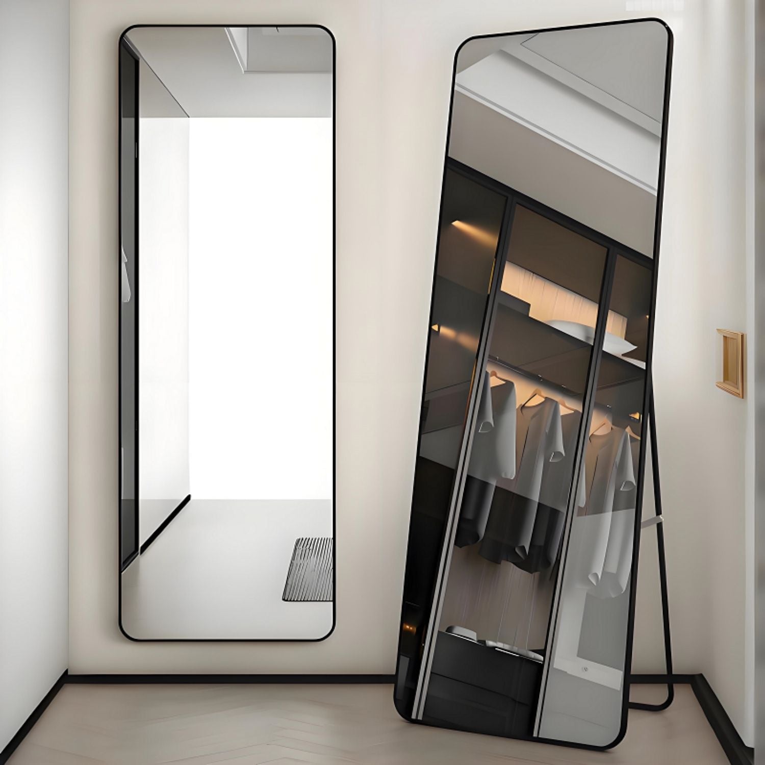 "
Espejo De Cuerpo Entero Vertical 40x150 cm con Marco Negro Moderno Para Dormitorio o Pasillo"
