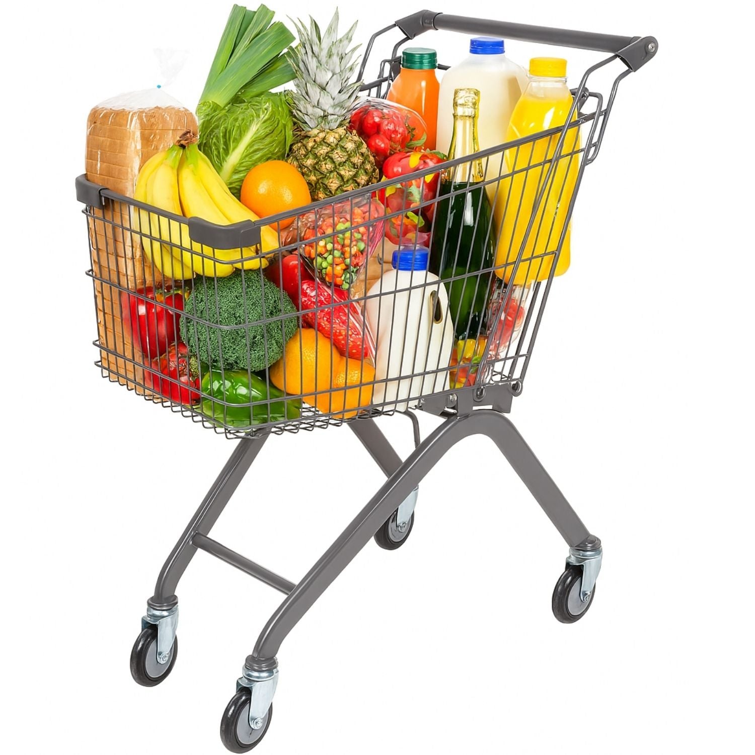 Carrito de Supermercado Metálico 70x45x88cm con Ruedas Giratorias. Estructura de Hierro Resistente. Carretilla de Compras Mercado