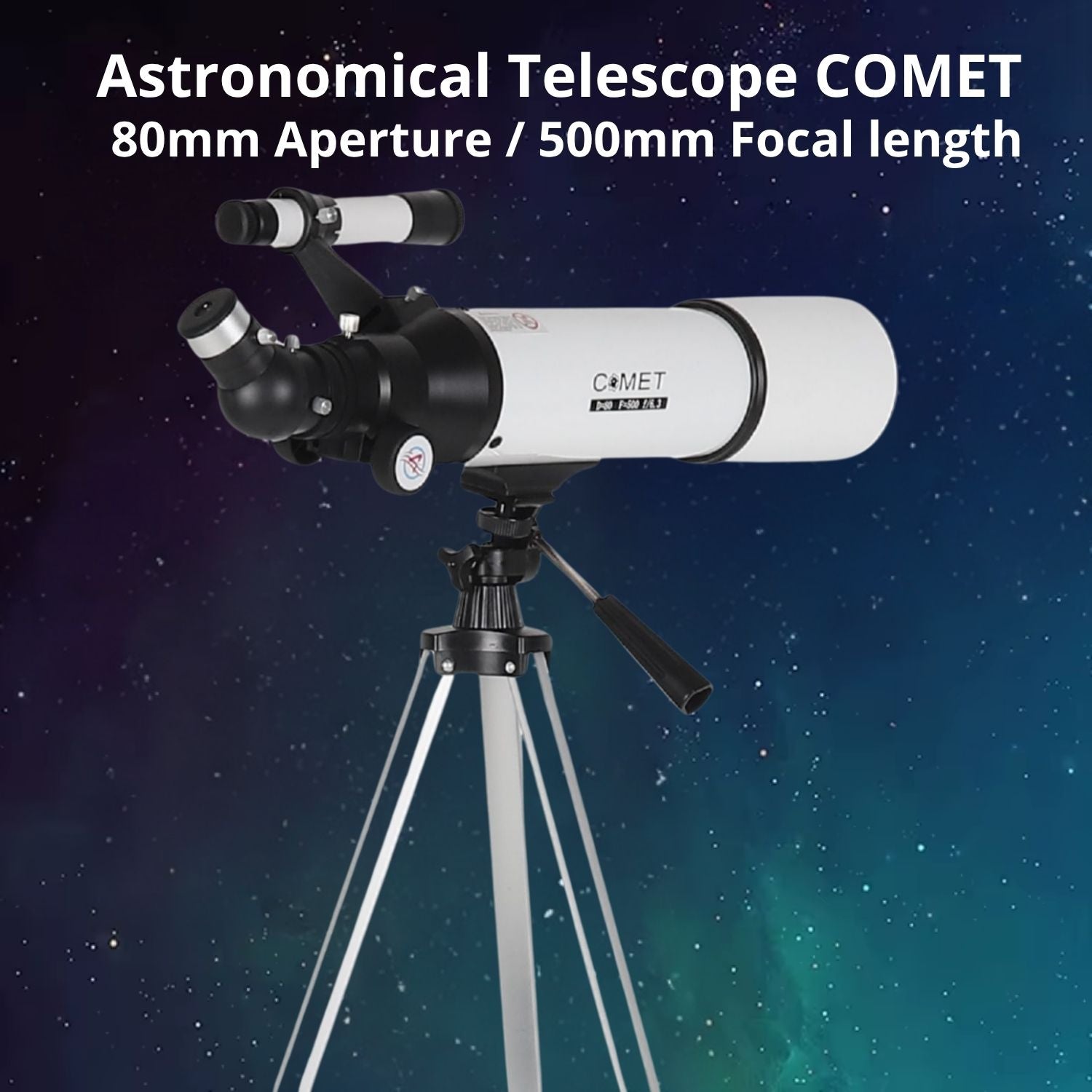 Telescopio Astronómico Profesional 80mm con Trípode Ajustable de Aluminio para Observación del Espacio. Distancia 500mm Alta Potencia