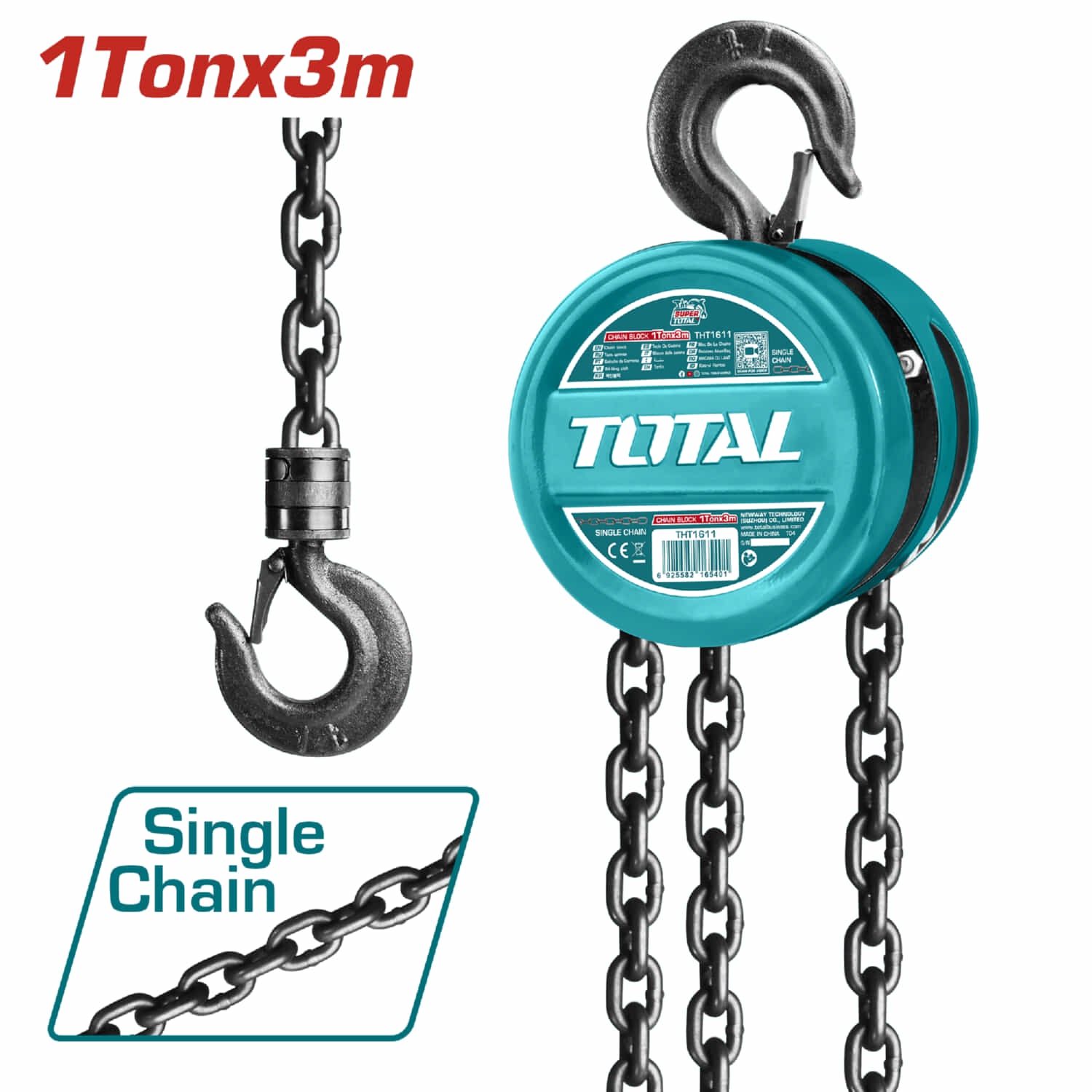 Tecle de cadena 1 tonelada 3mts de cadena manual señorita