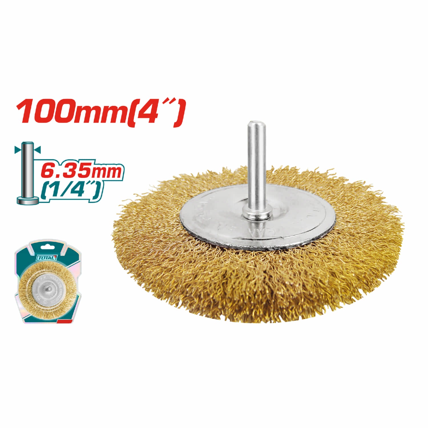 Rueda de alambre 4" con esparrago de 1/4"