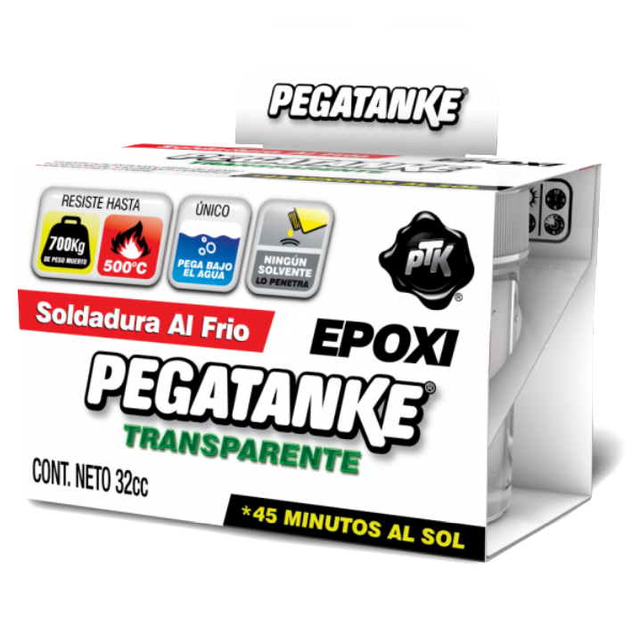 PEGATANKE TRANSPARENTE, 32CC SOLDADURA AL FRIO, SECADO 45 MIN AL SOL