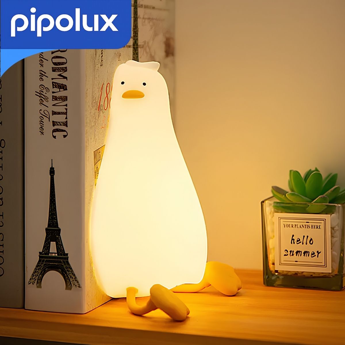 Lámpara LED Infantil Recargable de Pollito RGB con Control Táctil y Batería 800mAh de Silicona de Grado Alimenticio . Luz Nocturna Multicolor USB-C (22X10X6.5cm)