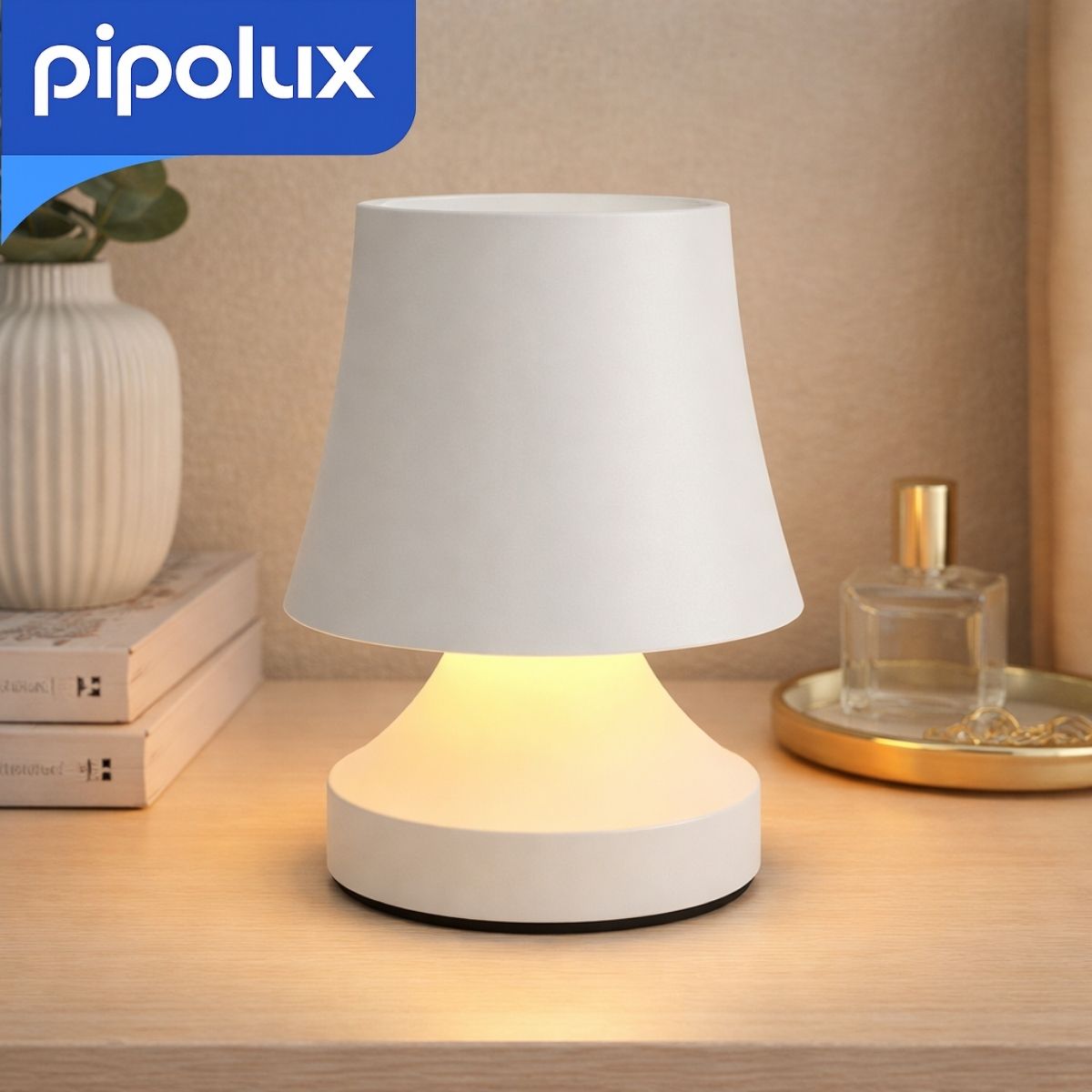 Lámpara Ambiental Recargable LED de 3 Colores Regulable de 1200mAh y 5V 2W. Lámpara de Mesa de Hierro + PP (11.5x15.5 cm) Autonomía 4-8 Horas