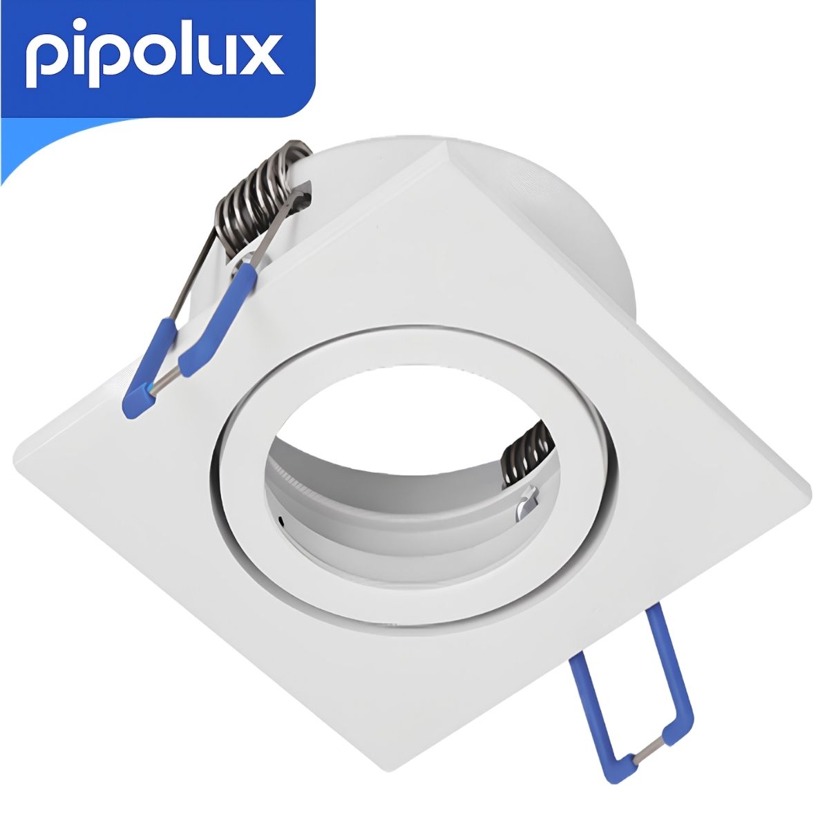 Aro para Ojo de Buey Empotrable Cuadrado de 3.3" ( 85mm) Doble Anillo en Aluminio. Marco Ajustable para Foco Empotrable. Color Blanco.