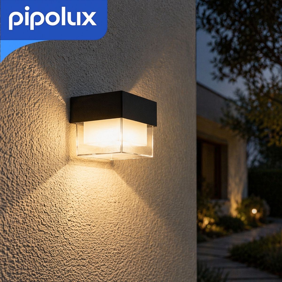 Lámpara Solar LED de Pared Tipo Cubo con Luz Cálida y 2W de PP. Aplique Exterior Recargable con Panel Solar 1200mAh e IP54 (10.5x9.5x9 cm)