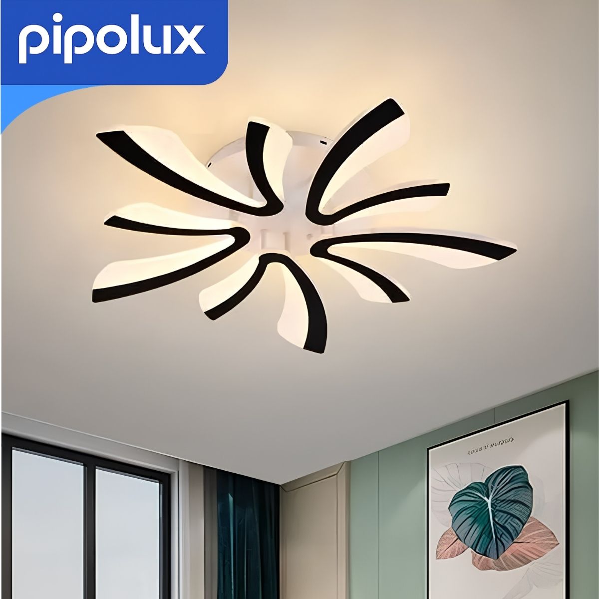 Lámpara LED de Techo Moderna Tipo Araña Regulable 3000K-6000K 54W de Hierro y Aluminio. Candil Decorativo Interior con Control Remoto (660x75 mm) Color Negro
