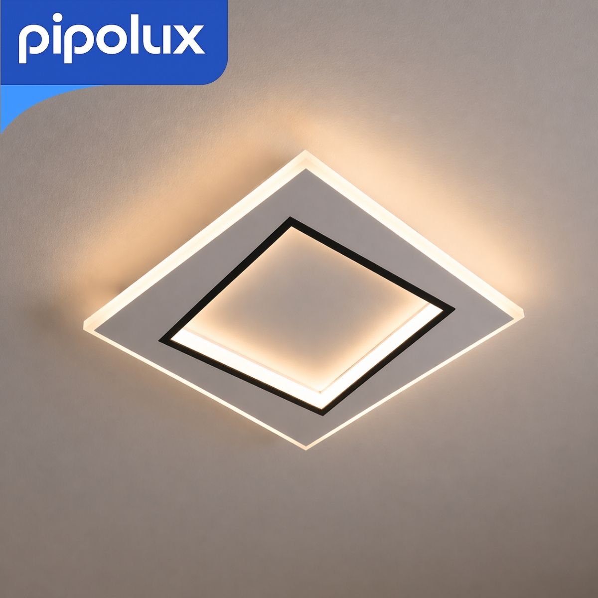 Lámpara LED de Techo Moderna Cuadrada Regulable 3000K-6000K 70W de Hierro, Aluminio y PS+PC. Candil Decorativo Interior con Control Remoto (400x400x35mm)