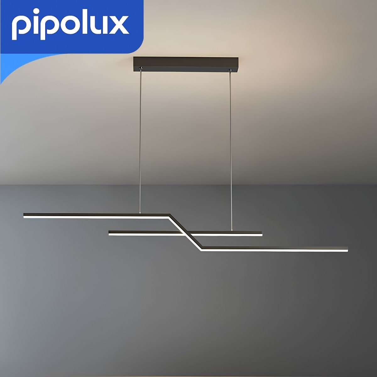 Lámpara Colgante LED Moderna Lineal 25W Color Negro Arena de Hierro y Aluminio. Candil Decorativo Interior Minimalista (1200x1200 mm)