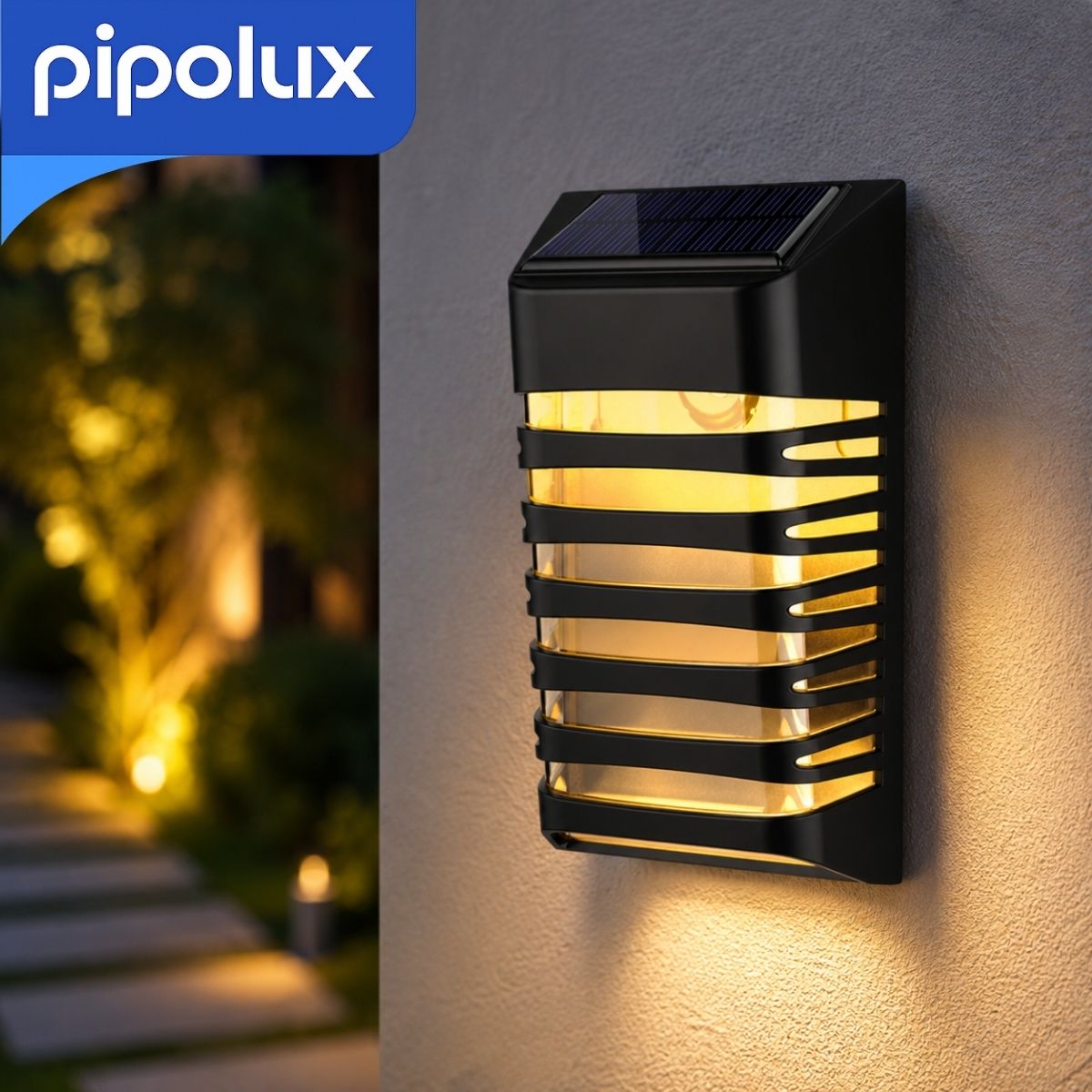 Lámpara Solar LED de Pared con Luz Cálida y 20LM de ABS+PS. Luz Exterior Recargable con Batería 500mAh e IPX4 (90x120x53 mm). Incluye Kit Instalación