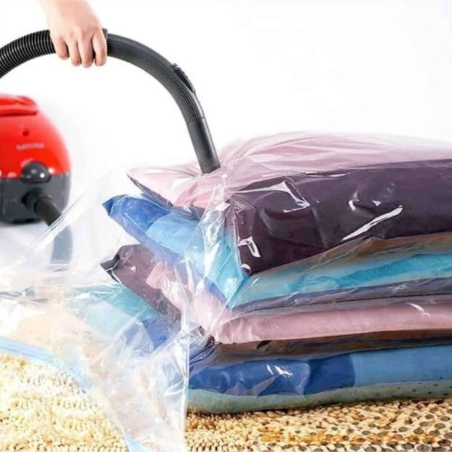 Bolsa de almacenamiento al vacío para ropa 70x110 cm reutilizable PA+PE con válvula y tapón. Ideal Para Viajes, closets.Organizador de ropa comprimido
