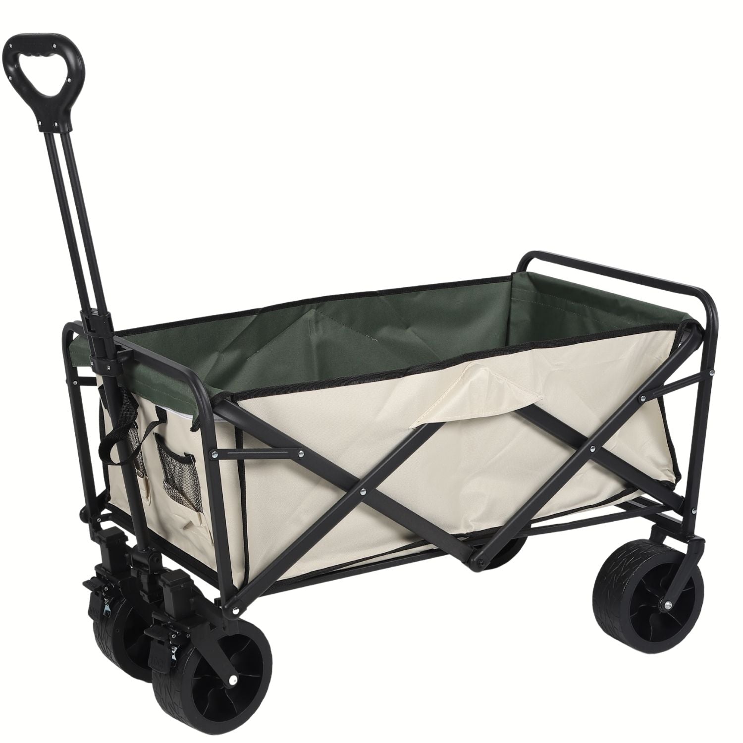 Carrito Plegable de Carga 100Kg Color Beige/Verde Estructura con revestimiento en polvo. Tamaño extendido: 82x50x100cm. Tipo vagón trolley.