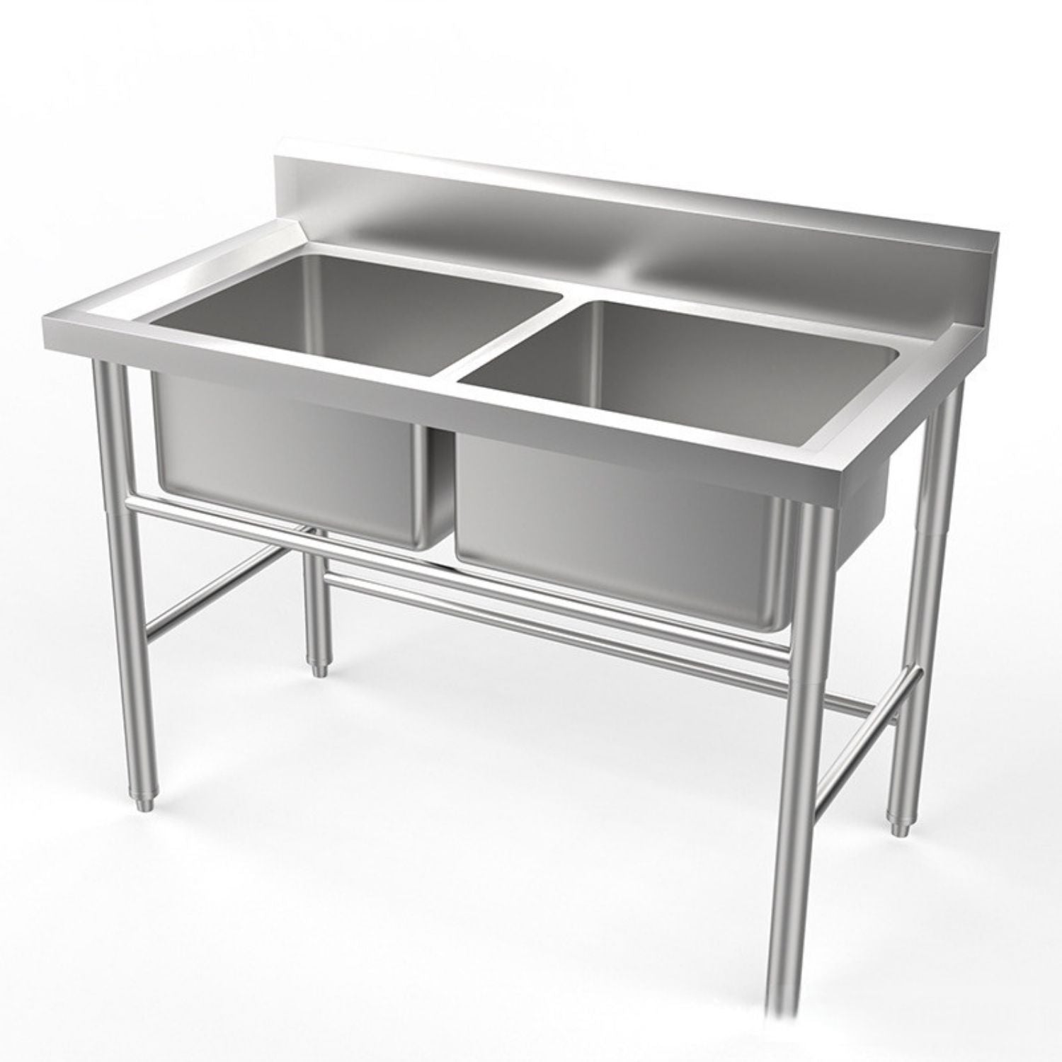 Fregador doble 1200 x 700 x 900 mm. Acero inoxidable. Medida de la Tina 520mm x 520 mm x 300 mm 1.2mm