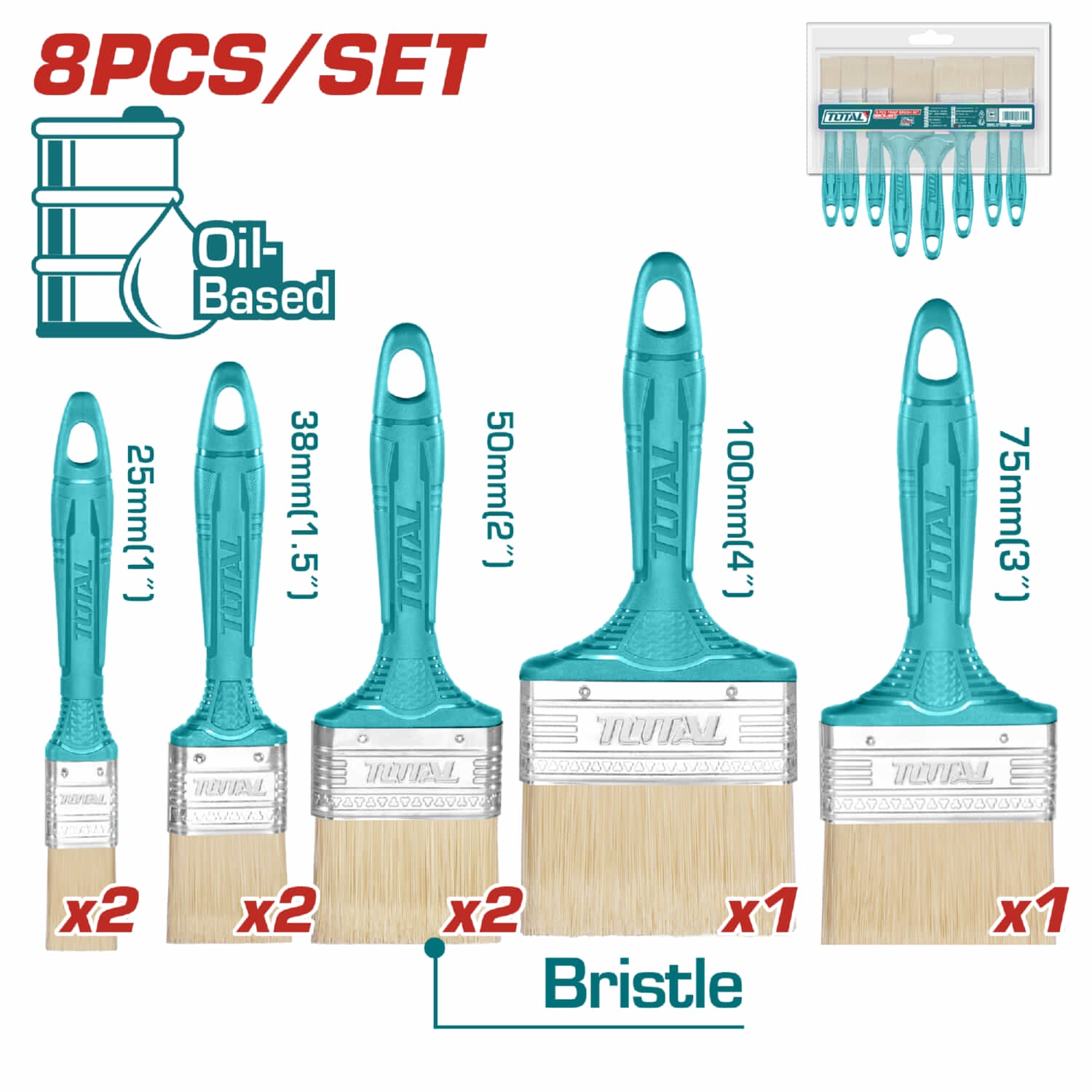 Juego de 8 Brochas para pintura a base de aceite.