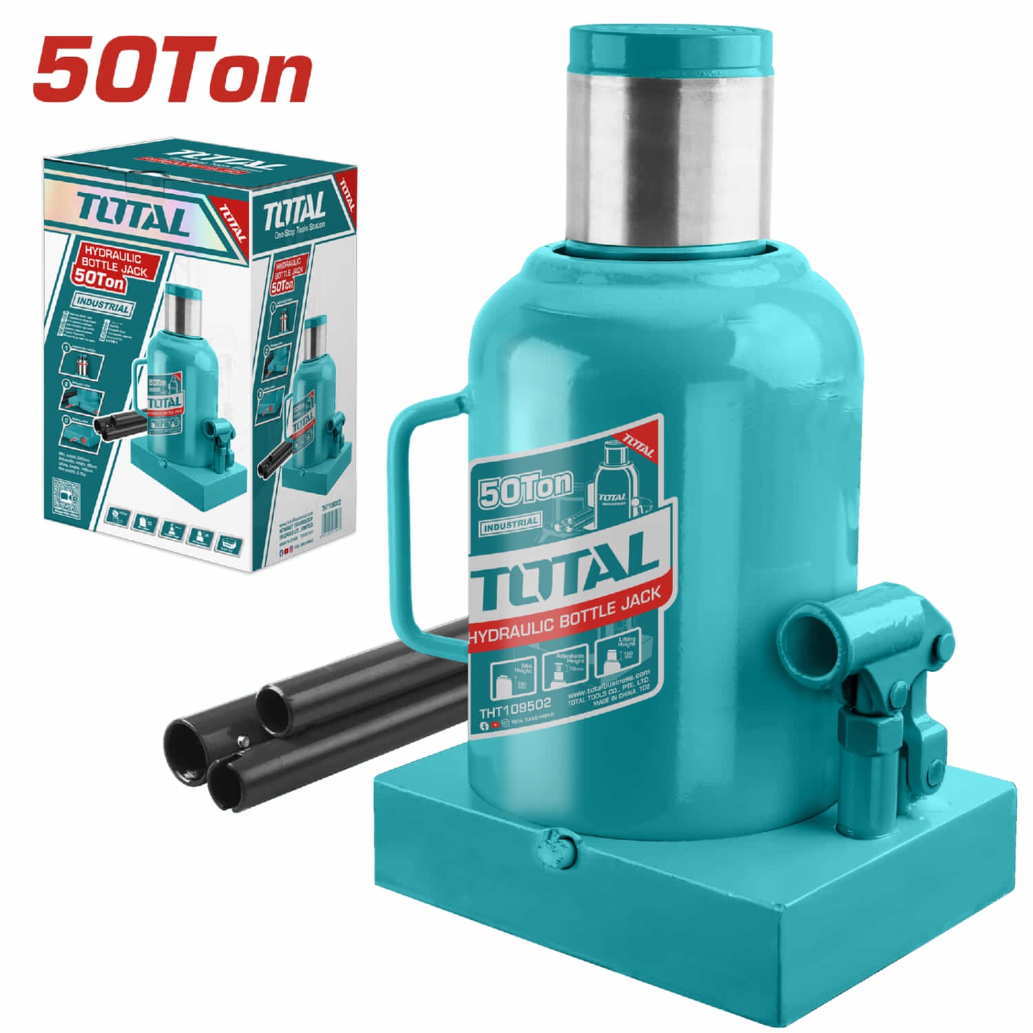 Gato hidraulico de botella 50 TON. Min. height: 300mm Max. height:480mm Travel:180mm