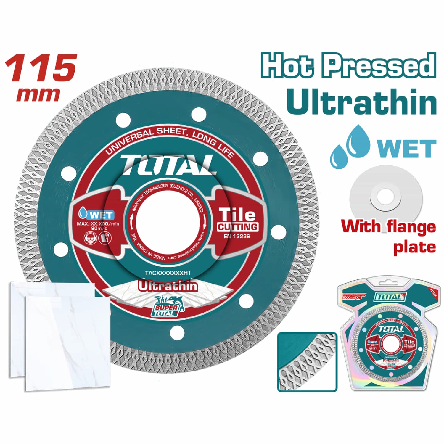 Discos de diamante Ultradelgados 4-1/2" 0.8mm espesor. Corte húmedo y seco.