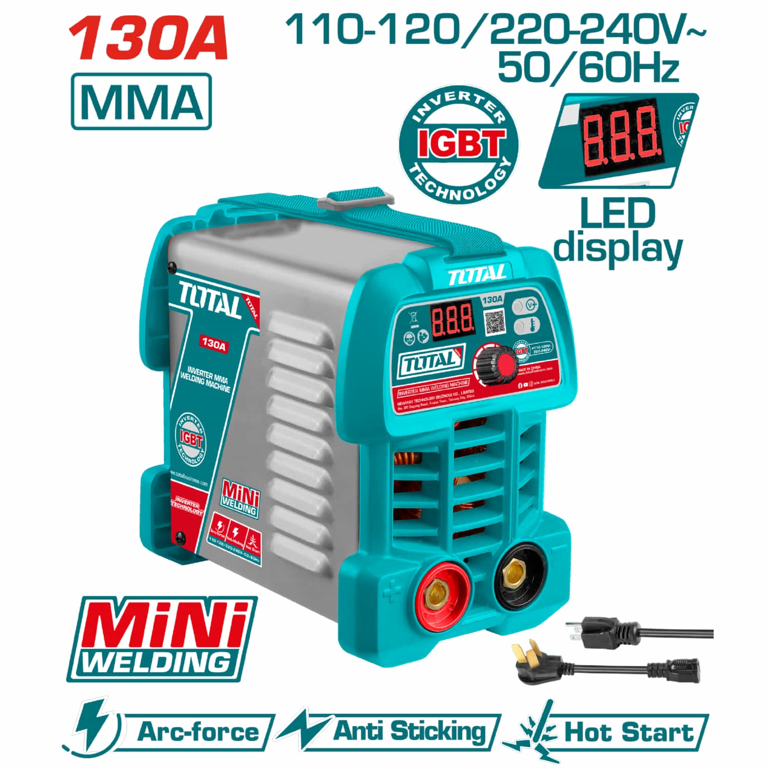 Máquina de Soldar Inverter Calidad Light Duty 30% ciclo de trabajo. 130A. 110-120/220-240V Soldadura