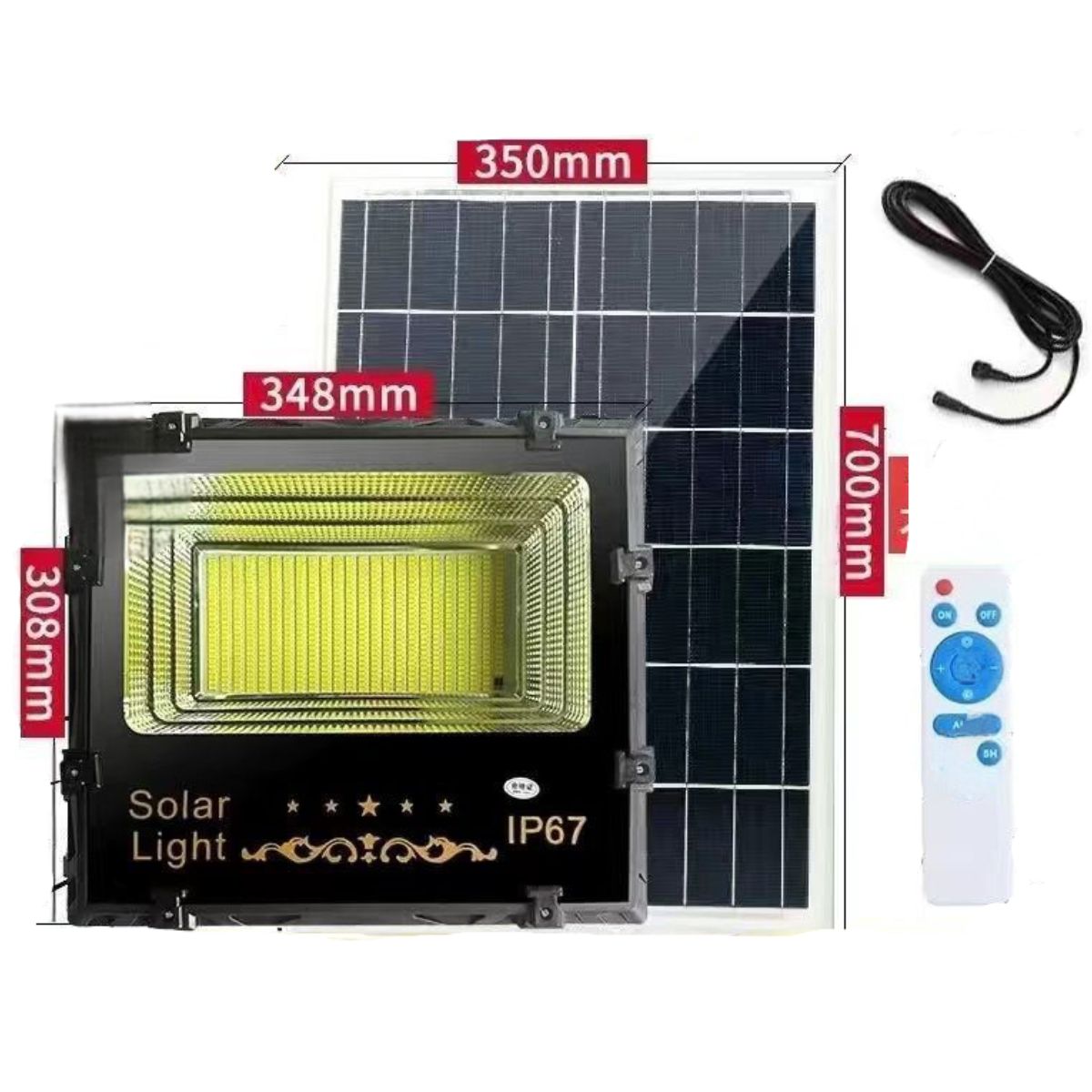 Reflector LED con Panel Solar con Alcence 2000 m². Luz LED IP67. Duración de 18-36 horas.