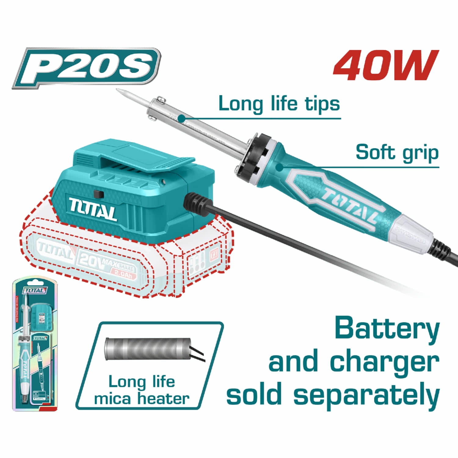Soldador Cautin estaño Lithium-Ion de Bateria de 20 V. No incluye Bateria ni Cargador.