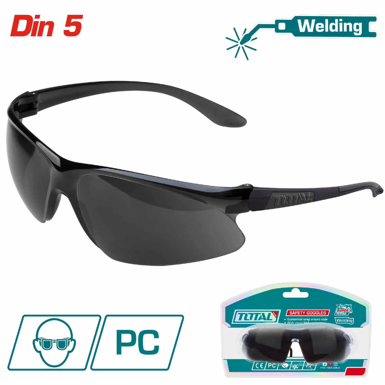 Lentes de seguridad ( para soldar ). Material: PC. Tono: 10. Ligero, comodo.