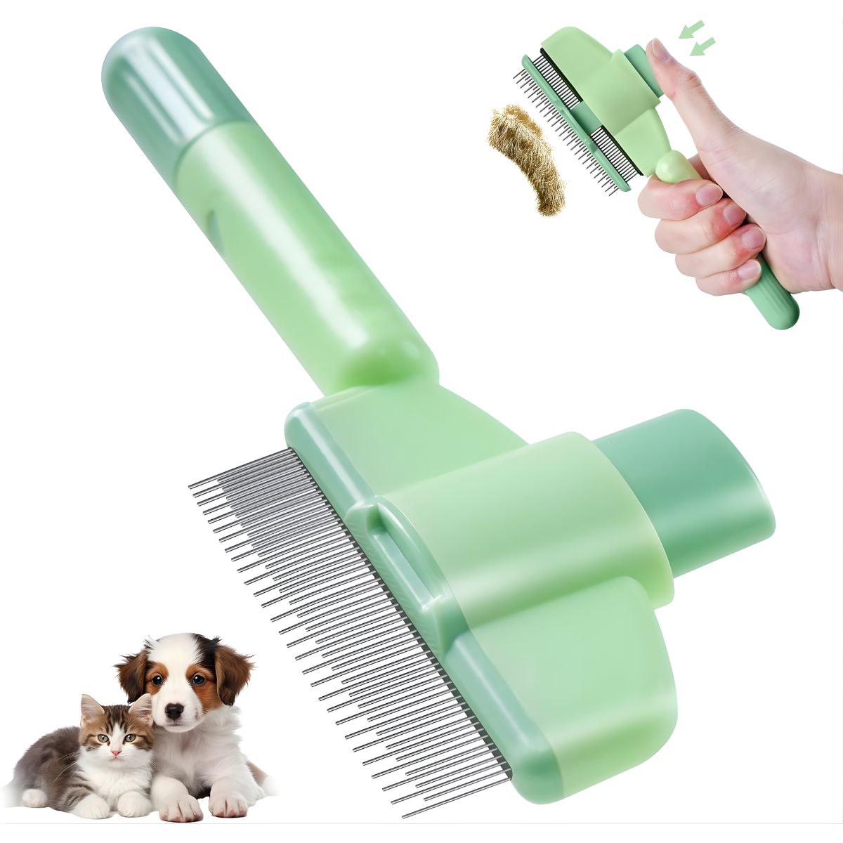 Cepillo Removedor de Pelo para Mascotas. Peine con Agujas Mejoradas para Perros y Gatos. Desenredante y Masajeador 20x8x2cm.