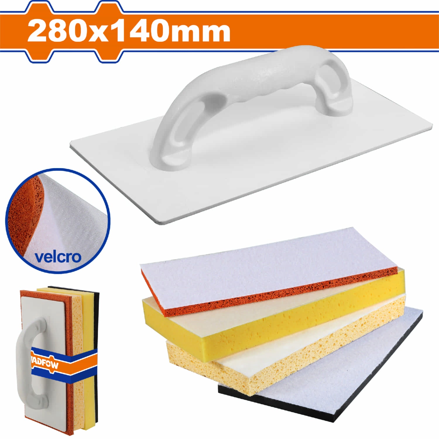 Esponjas para Limpieza de Colocación de Azulejos con Mango PU Velcro 280x140mm Set de 5 pzas.