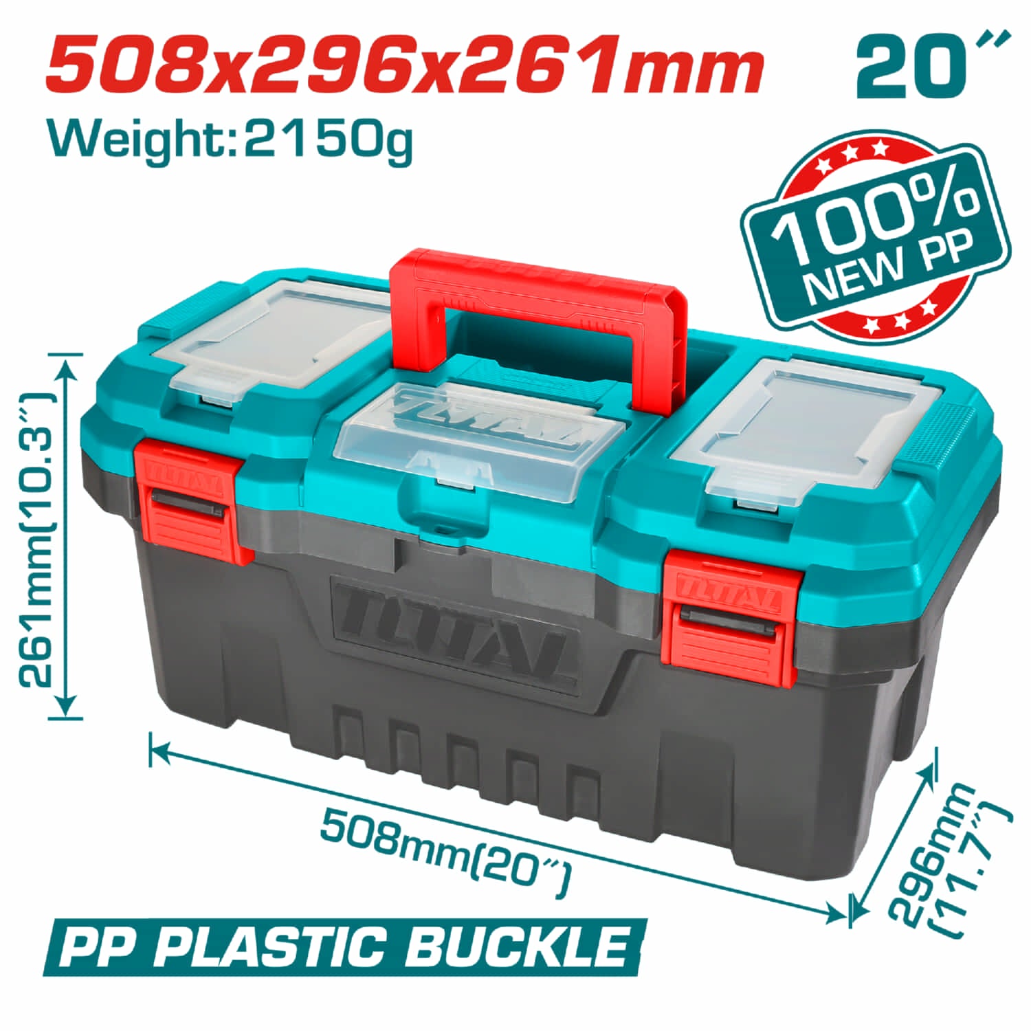 Caja de herramientas 20" de plástico TOTAL