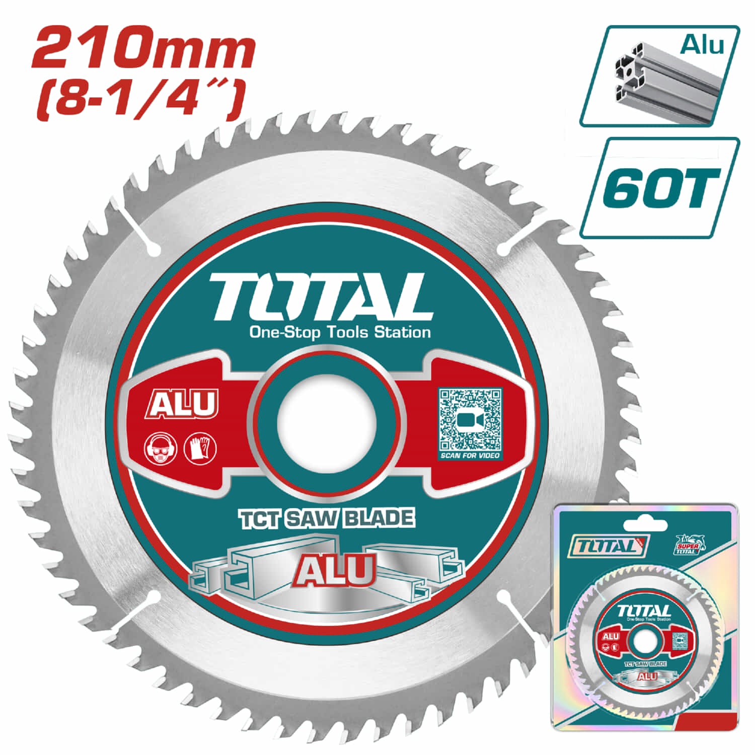 Disco corte aluminio TCT 210mm (8-1/4") 60T