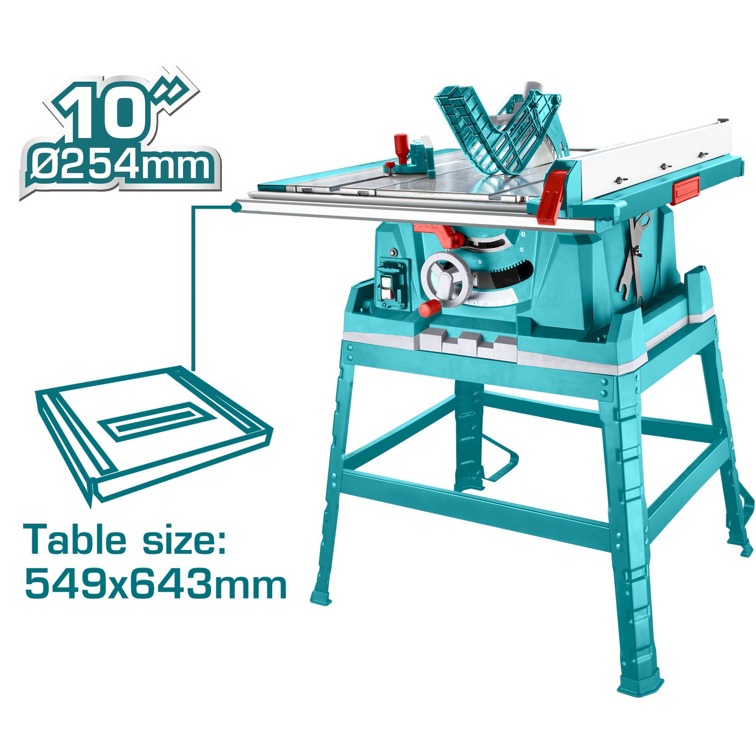 Sierra de Mesa 10" 2600W 110-120V~50/60Hz 4800rpm. Para corte de madera.