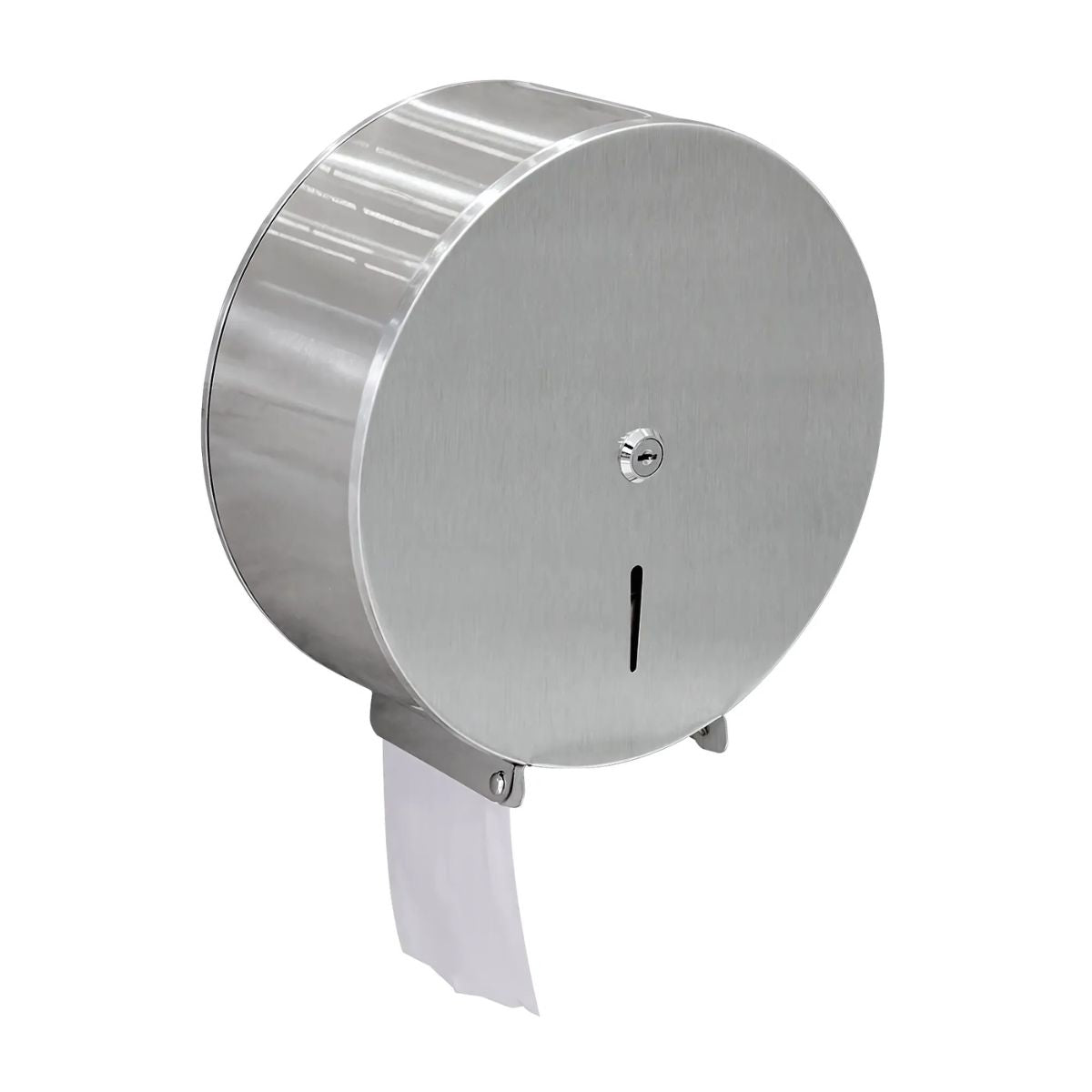 Dispensador de Papel Higiénico 310 mm de Acero Inoxidable satinado con llave. Portarrollos Jumbo con cerradura.