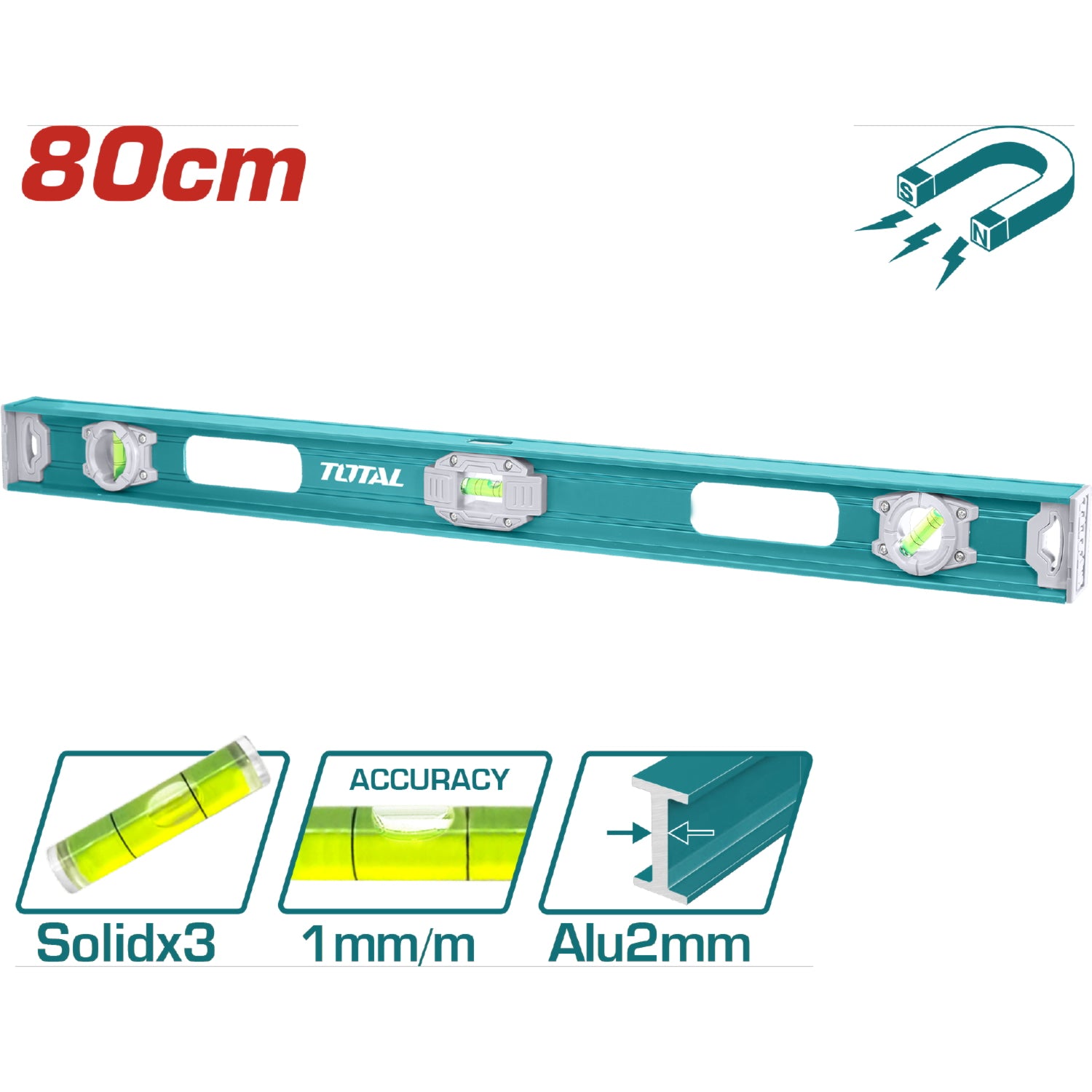 NIVEL IMANTADO ALUMINIO 80CM INGCO HSL38080M