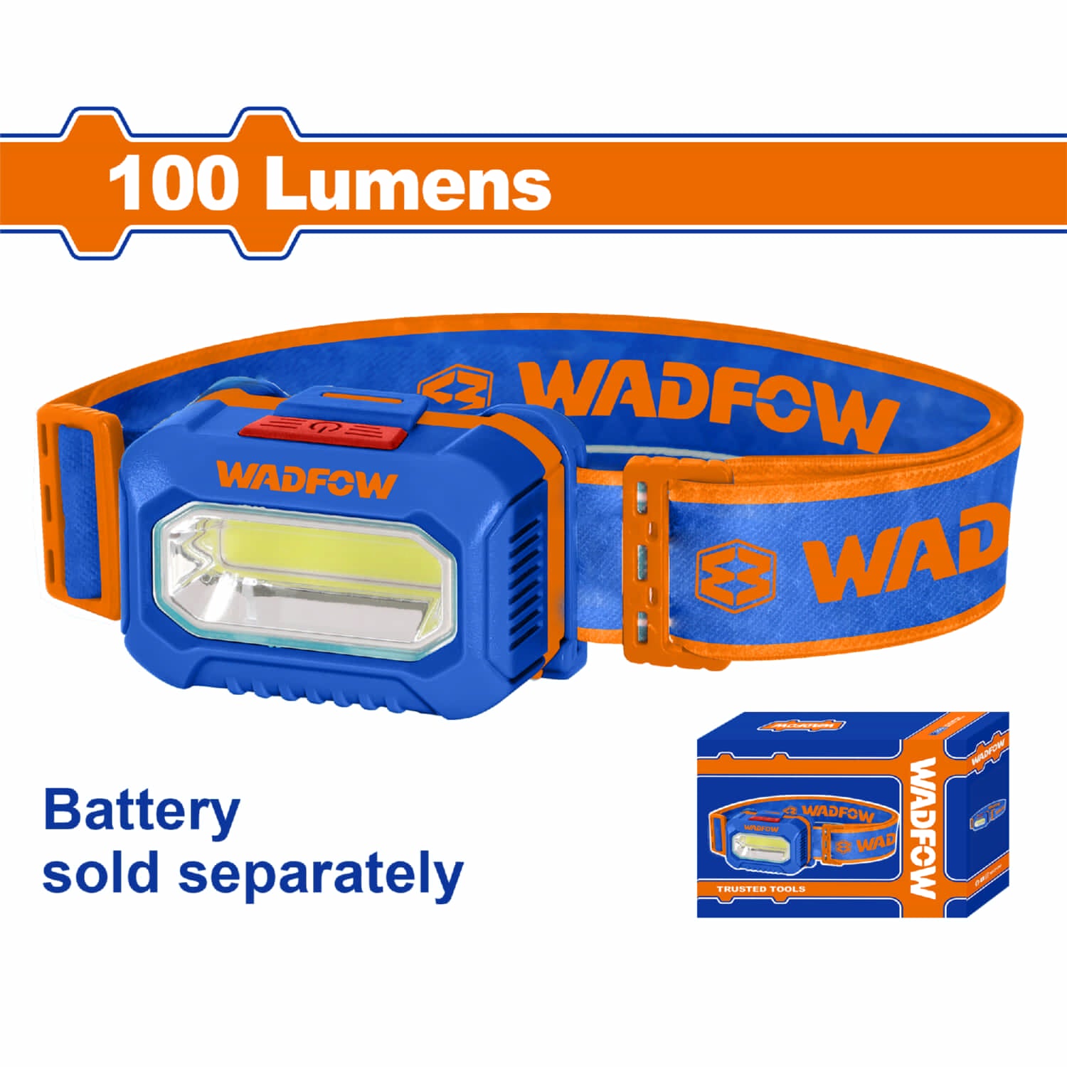 Lámpara frontal para cabeza 100 Lm. Distancia de luz: 91m. Usa batería Impermeable. Batería por separado (1x 3AAA) Linterna.