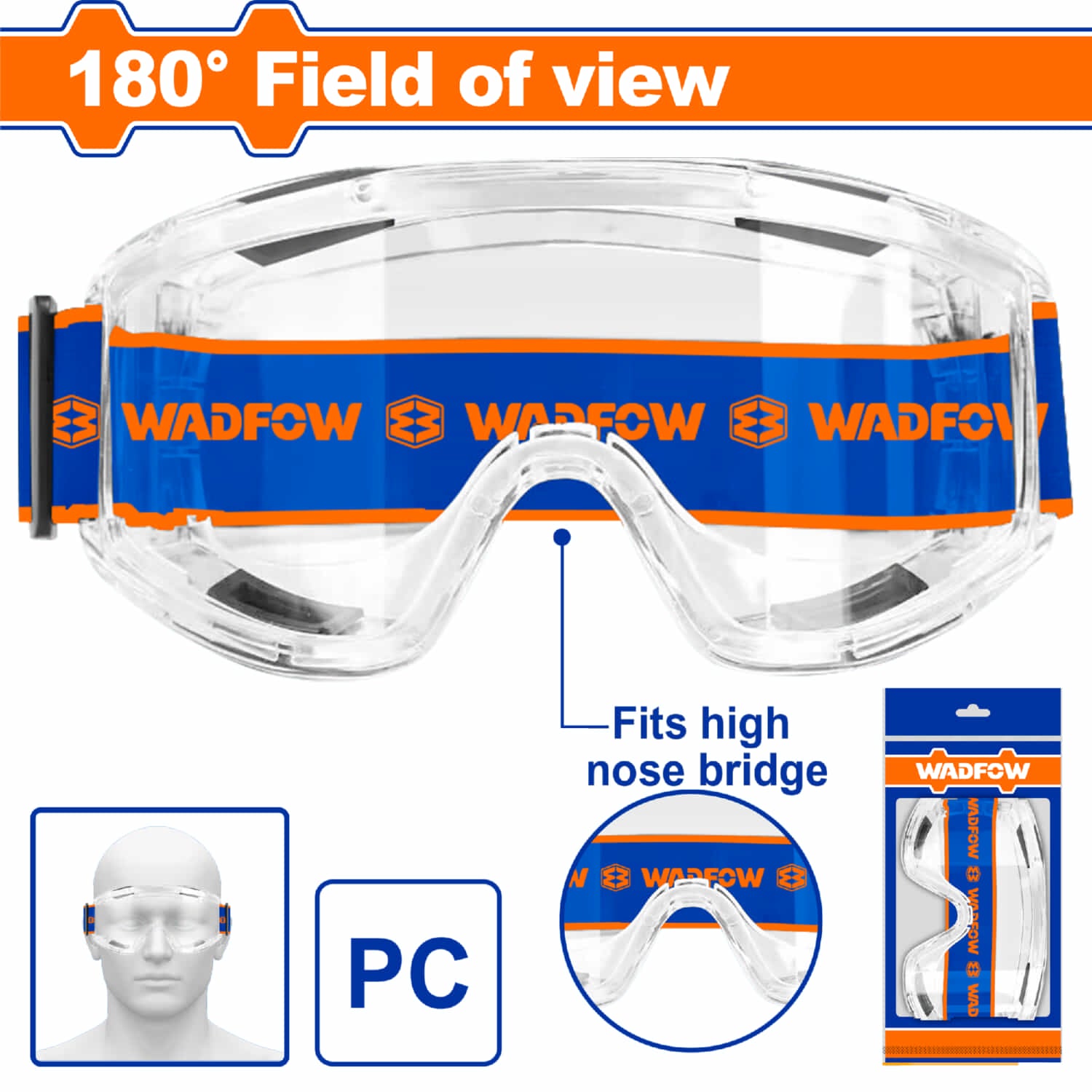 Lentes de seguridad. Campo de visión 180º. Policarbonato. Alta transparencia.