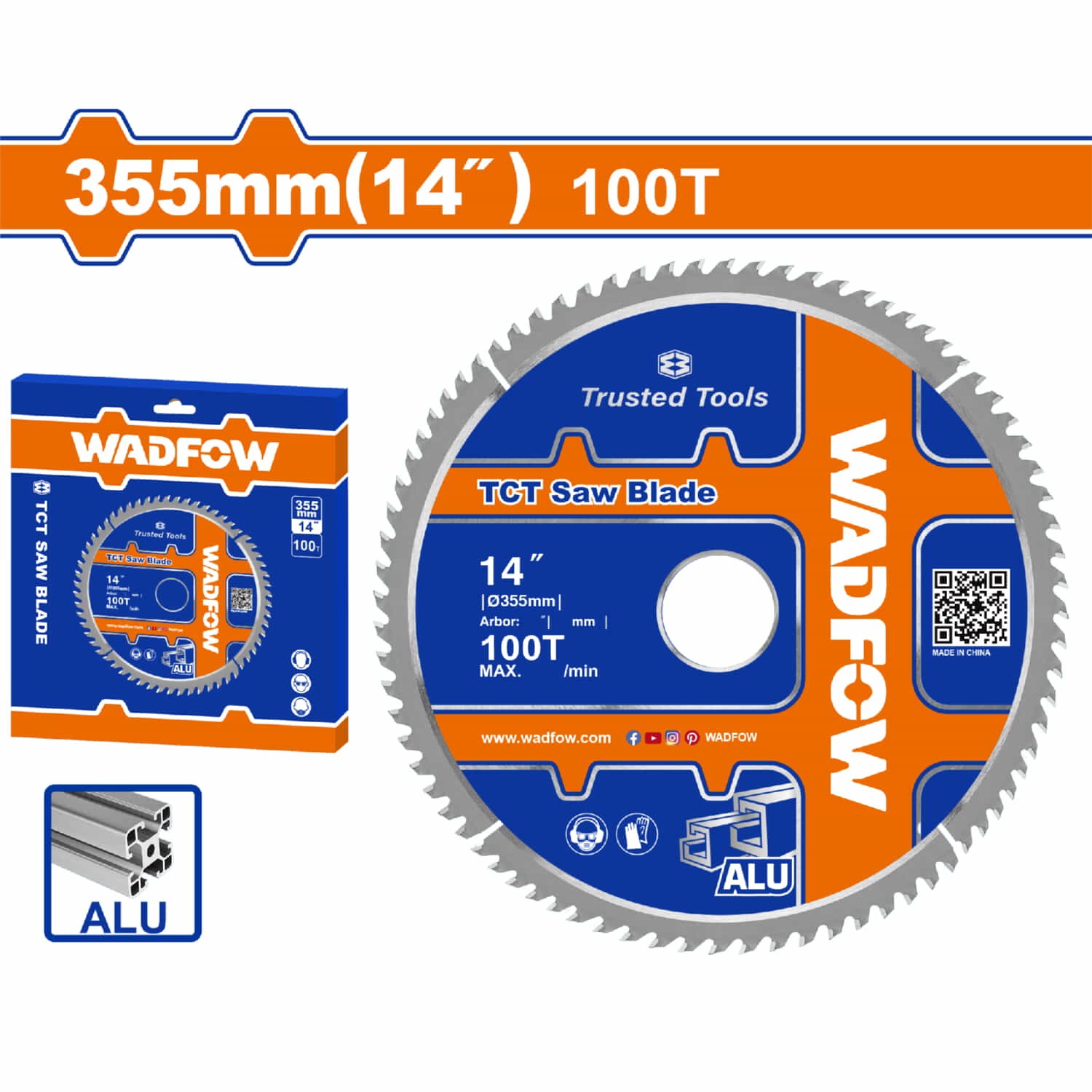 Disco de Corte Sierra TCT 355mm(14") 100T Anillo Reductor 16mm y 25.4mm Corte De Aluminio. Ideal Sierra Circular.