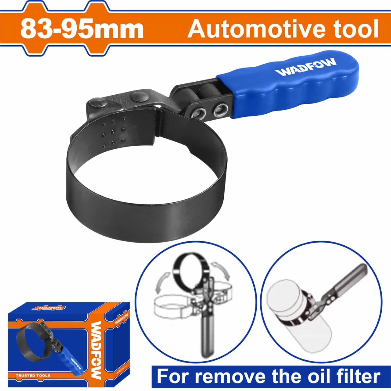 Llave de Filtro de Aceite Rango 83-95-mm Mango 180° Ideal para remover filtro de aceite.