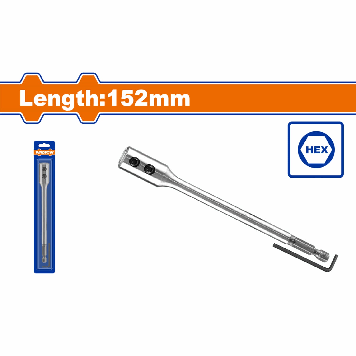 Extensión para Broca de Madera 152mm con Vástago Hexagonal y Llave. Incluida Ideal para Brocas Planas