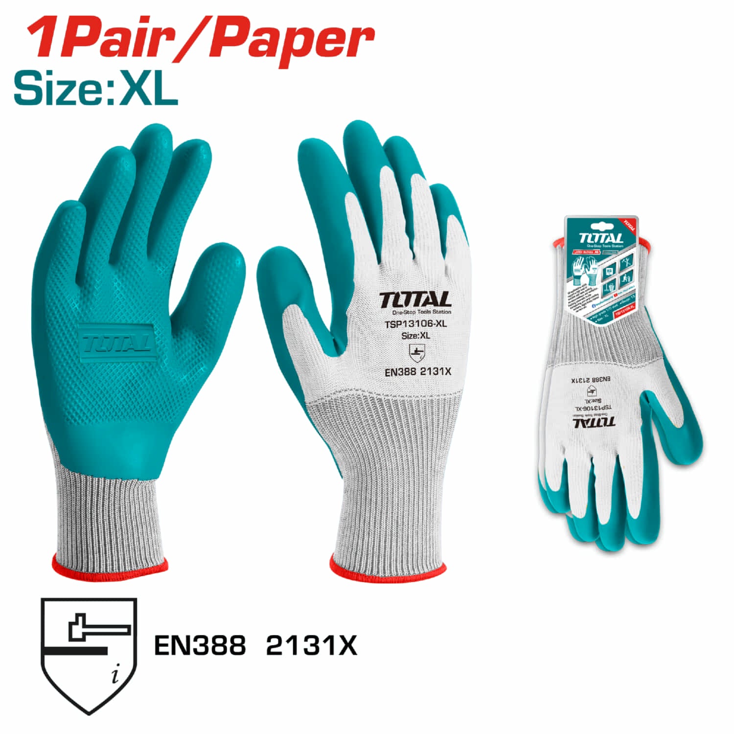 (1 par) Guantes de latex . Media XL.