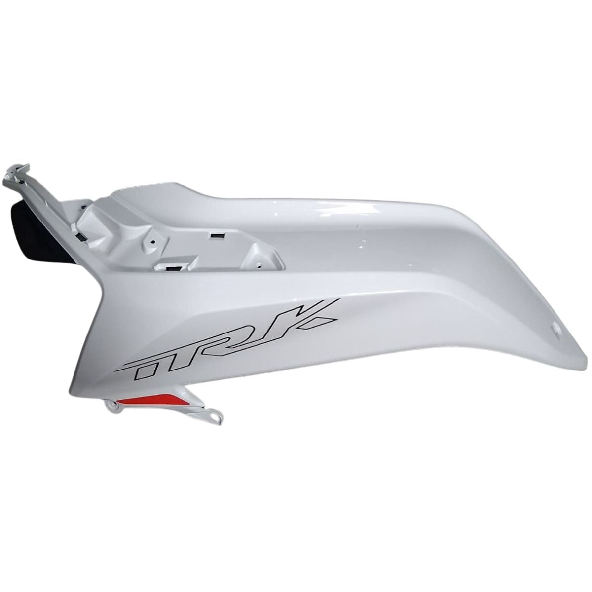 Covertor izquierdo del tanque de combustible blanco-negro con sticker (TRK702X) FRONT LEFT FUEL TANK GUARD WHITE X1/MATT BLACK BG WITH STICKER