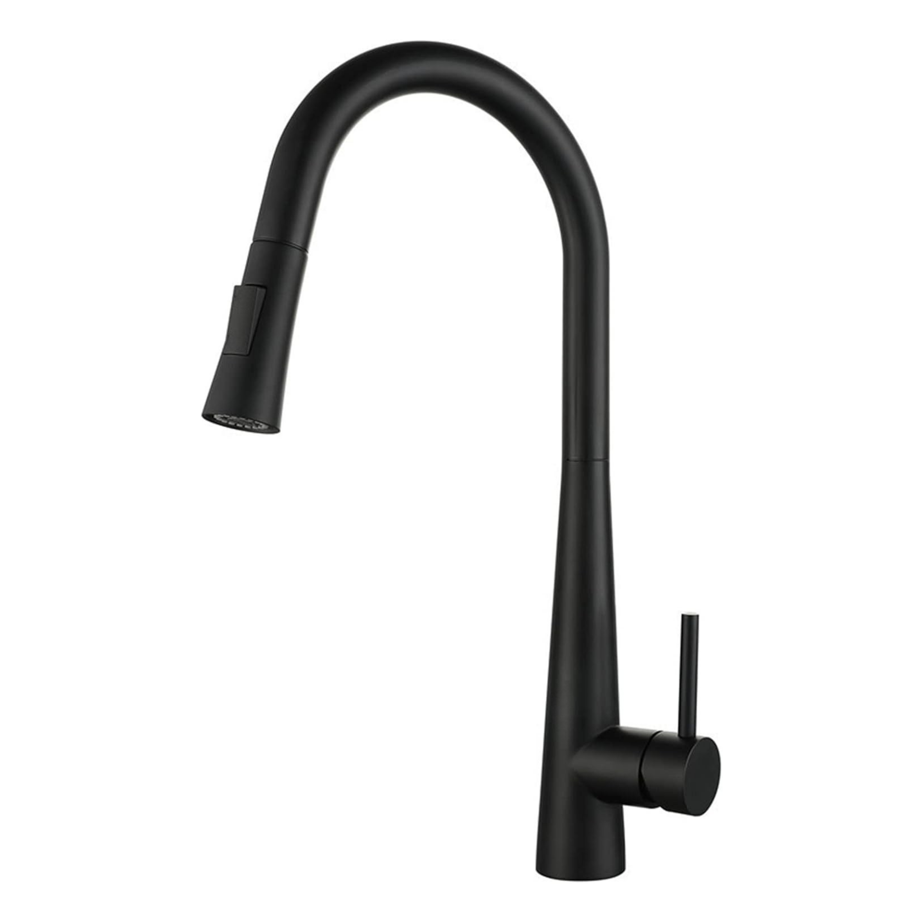 Grifo de fregadero. Color negro. Acero inoxidable. Pluma llave para fregador de cocina. Cuello cisne.