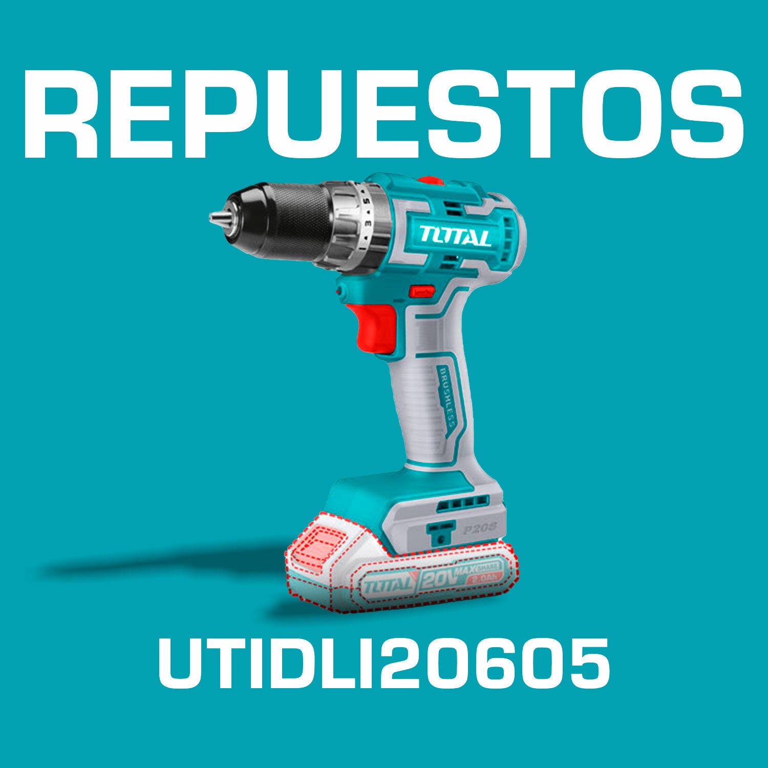 Repuestos Drill Taladro inalámbrico 20V 1/2" de impacto Codigo UTIDLI20605
