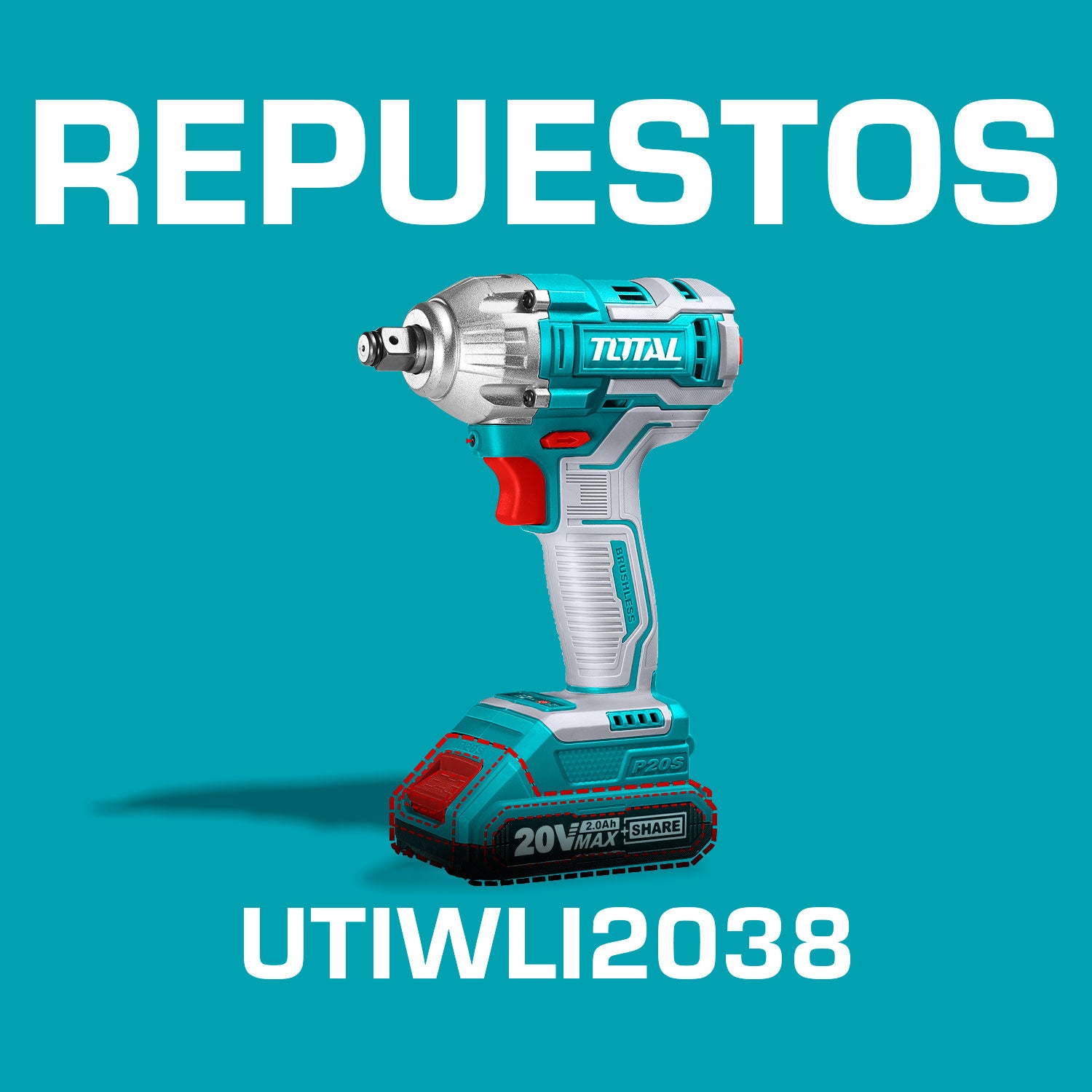 Repuestos Llave impacto dado cuadrado 1/2" 20V 300Nm. Codigo UTIWLI2038