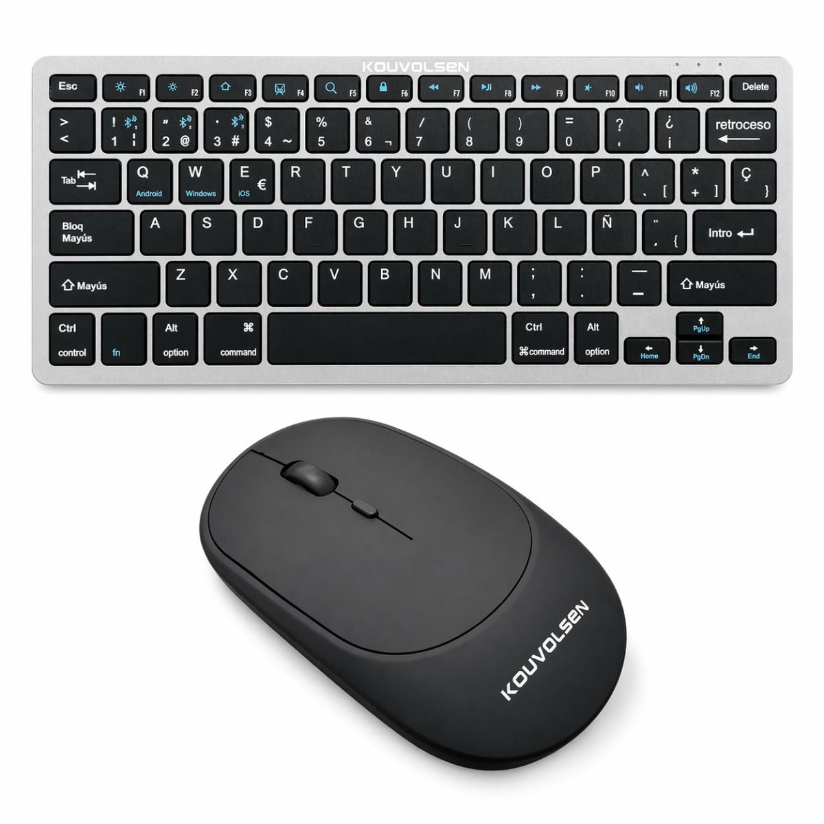Teclado Y Mouse Inalámbricos Compatible Con Windows, Macbook, Android Y iOS. Color Negro. Tecnología 2.4G Y Bluetooth.