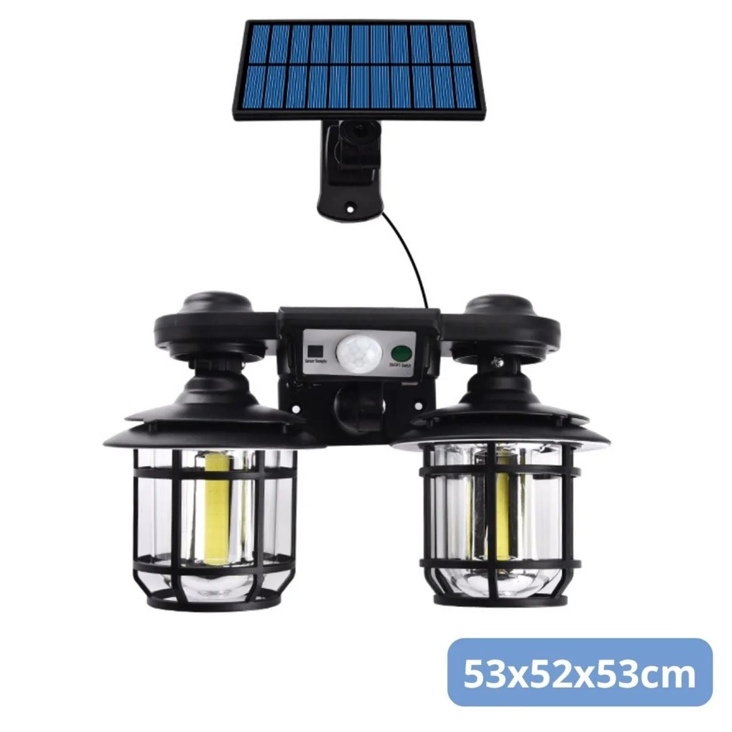 Lámpara Solar LED Doble Luz 192 COB Con Control Remoto, Sensor De Movimiento Y Protección IP65 Para Exteriores