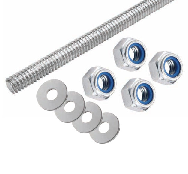 Barra Roscada Galvanizada De 3/8Xaprox 1.80 Con 4 Tuercas De Seguridad 3/8 Y 4 Arandelas Planas 3/8