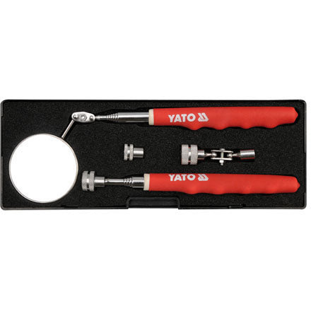 Recogedor Telescópico Y Espejo. Pick Up Tool. Pulido Espejo. Longitud: 160-520mm y 240-920Mm. Diámetro Del Espejo: 57Mm. Ajustable Automotriz. Set de 4 piezas.