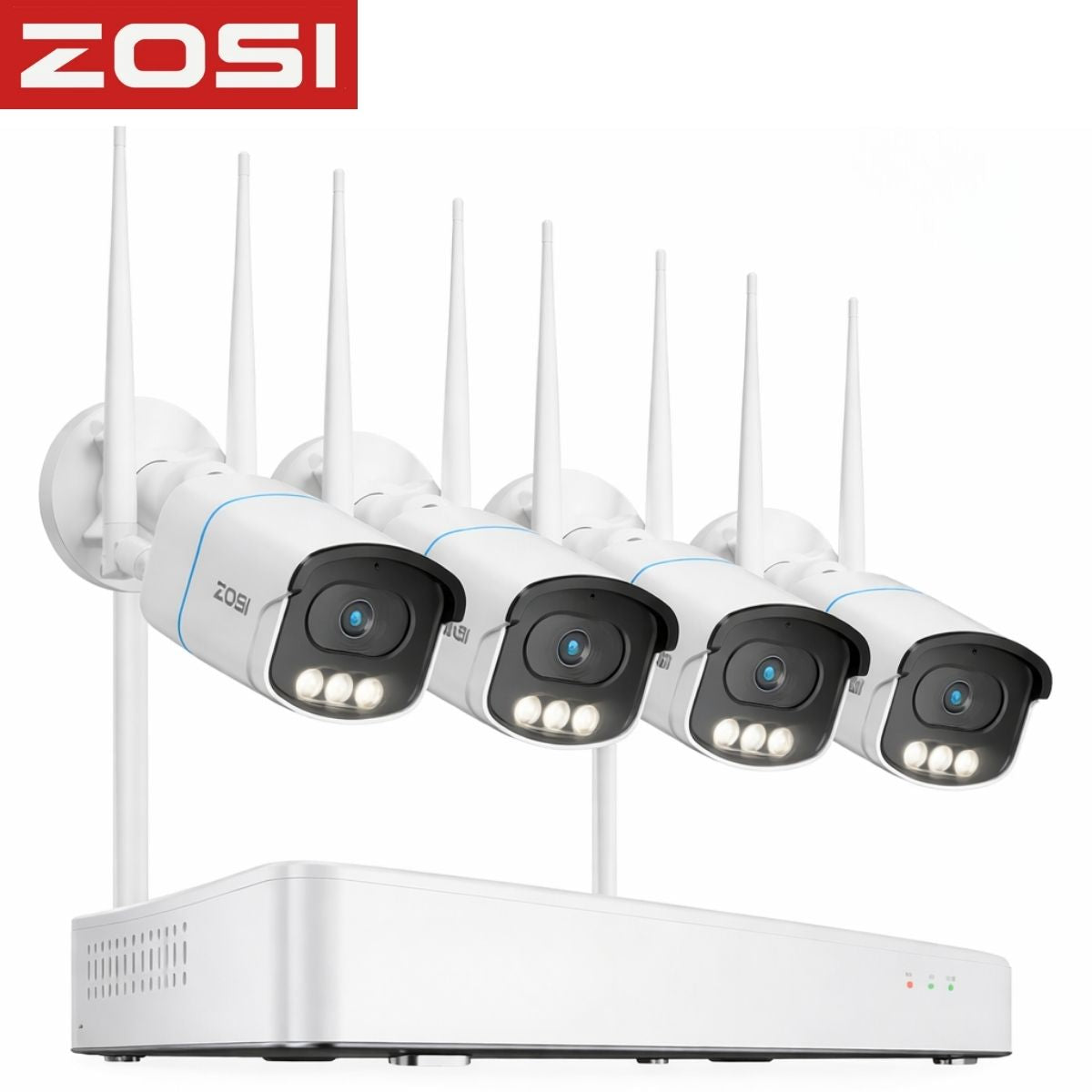 Cámaras de Seguridad WiFi 6 de 5MP (Set de 4) con NVR 8 Canales. Sistema de Vigilancia con Visión Nocturna Color, Detección de Personas, Audio Bidireccional