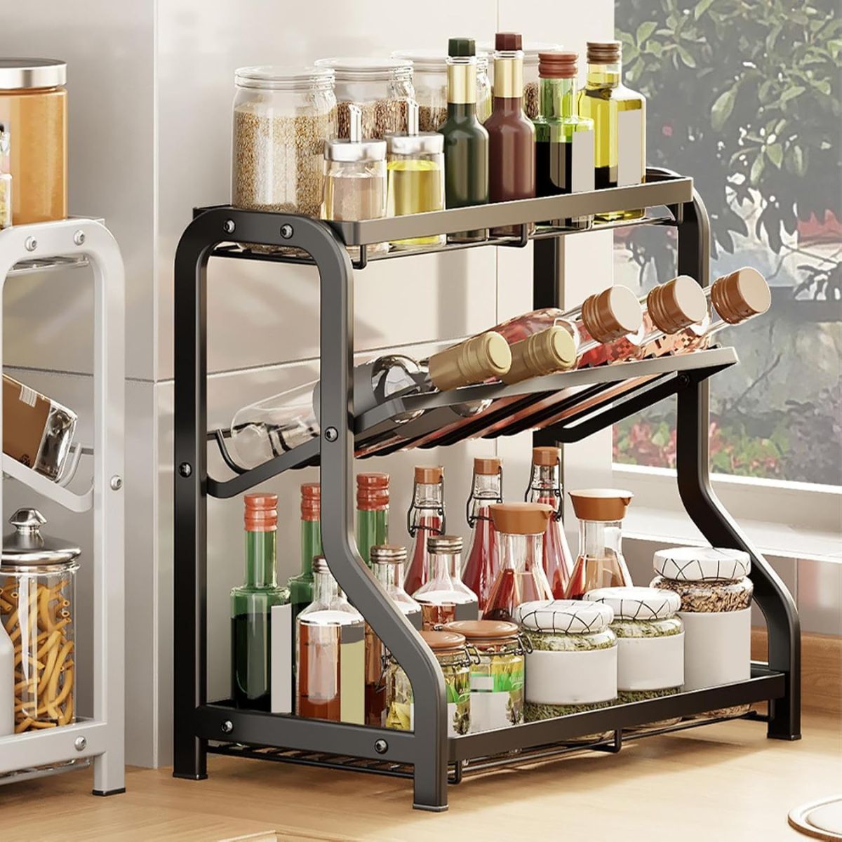 Organizador De Especias Y Condimentos Para Cocina 35X36.5X20Cm Estante De Almacenamiento. (3 niveles). Repisa Condimentera.
