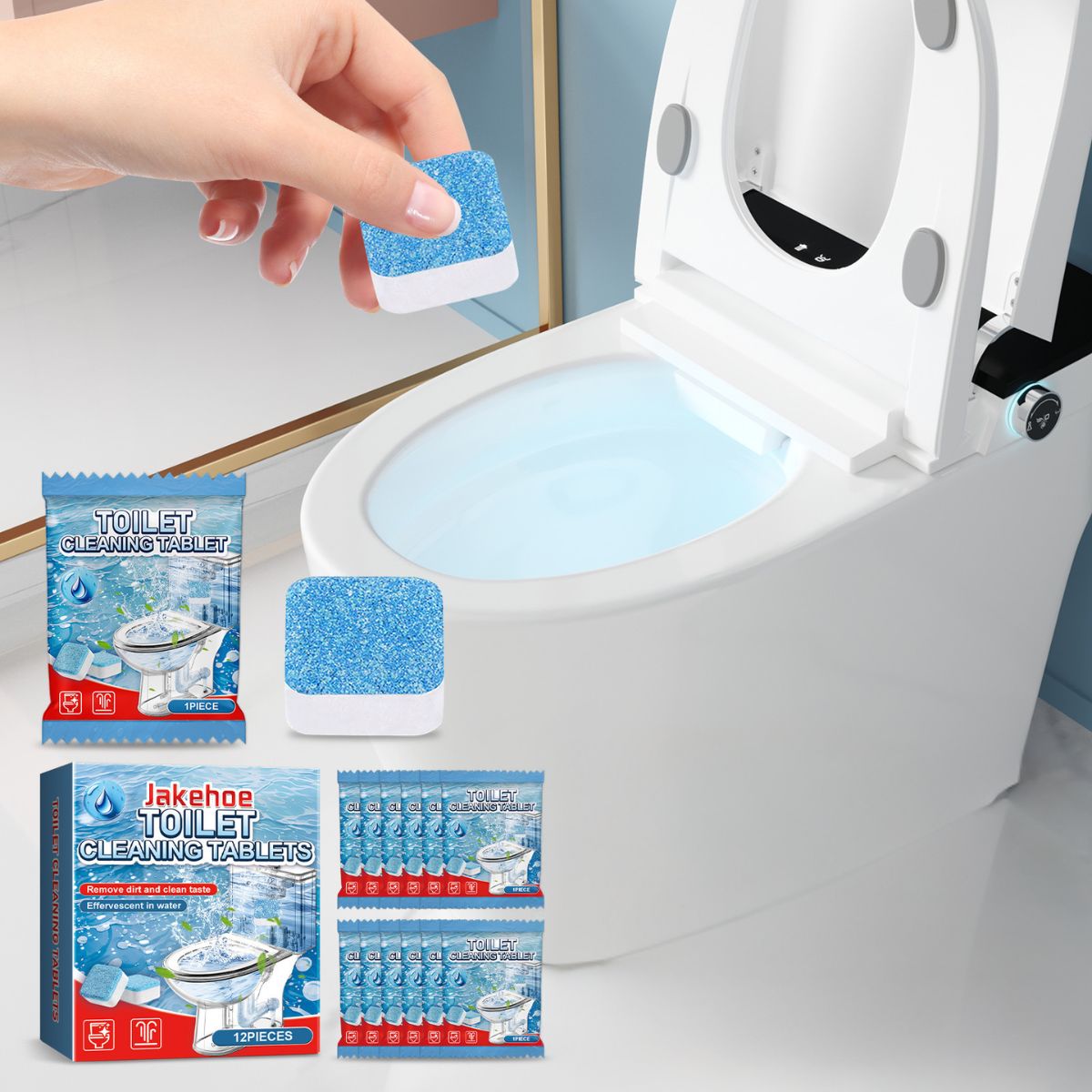 Pastillas Efervescentes para Inodoro. Limpieza y desinfección de sanitario. Pack de 12 pastillas. Sanitizador,